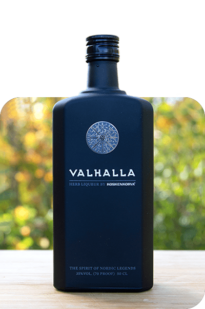 Valhalla Abbildung der dekorierten Valhalla Flasche